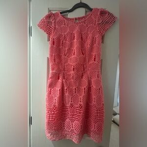 Bright pink crochet dress